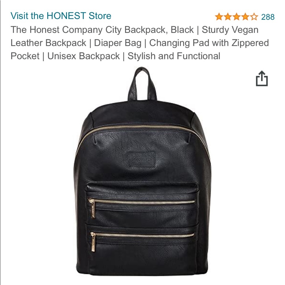 Honest Diaper bag back pack in black leather